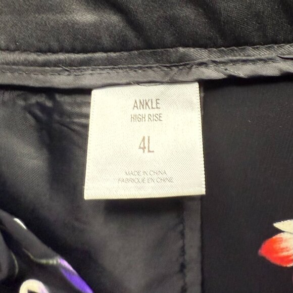 Express Black and Colorful Floral High-Rise Ankle Pants – Women's Size 4L - Picture 6 of 6